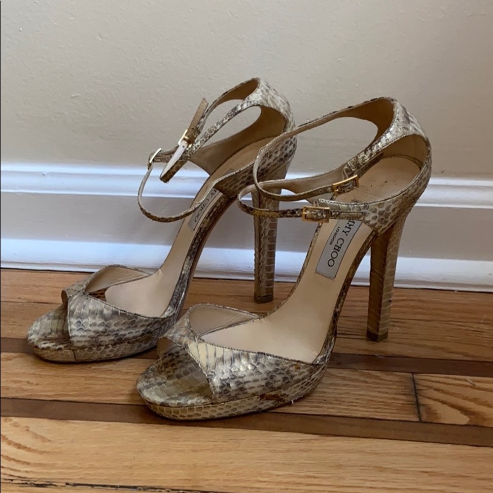 Jimmy Choo Metallic Snakeskin Heels